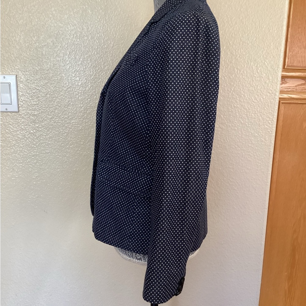 J. Crew Schoolboy Navy Polka Dot Blazer - Picture 3 of 12